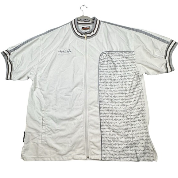 AND1 Collection Jersey Mens XL White Full Zip Warm Up Mix Tape Shiny VTG Y2K 90s - Picture 1 of 16